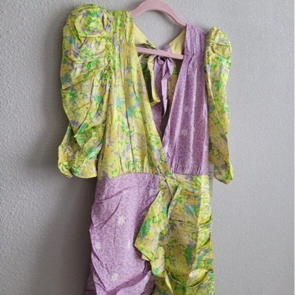For Love And Lemons Dubois Mixed Print Ruched Mini Dress - Picture 4 of 9